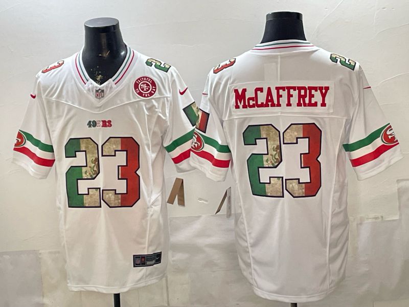 Men 2026 San Francisco 49ers #23 Mccaffrey White three generations Nike Limited NFL Jersey style 007->san francisco 49ers->NFL Jersey